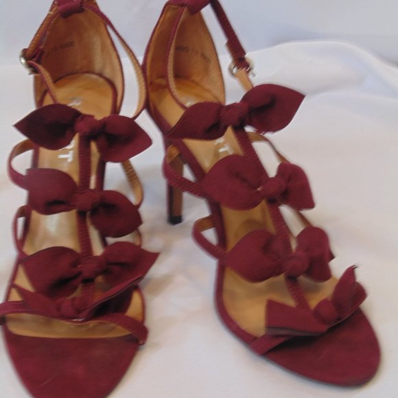 Report Heels Womens Size 7 1/2 Maroon Strappy Bow Tie Shoes Kiari - Picture 2 of 6
